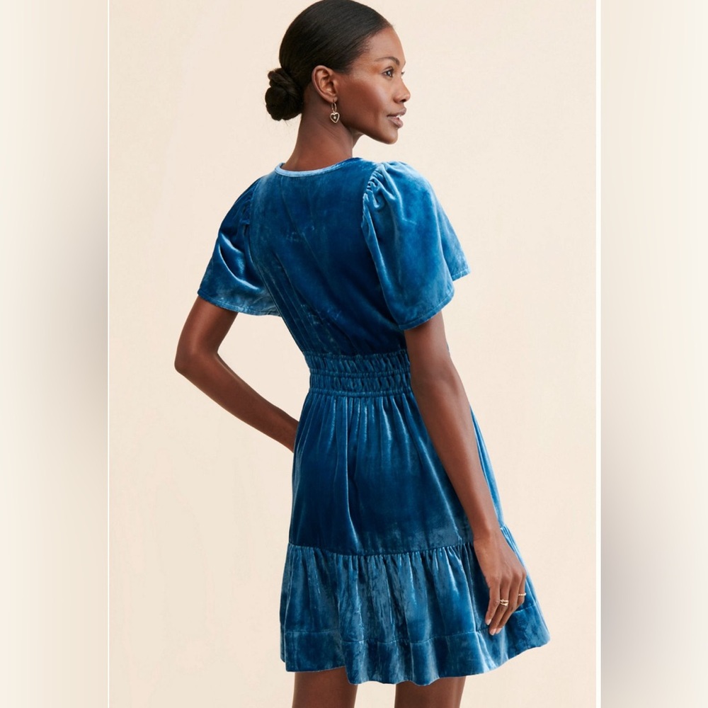 Anthropologie The Somerset Mini Floral Fuchsia and Black Velvet Dress - Picture 3 of 7